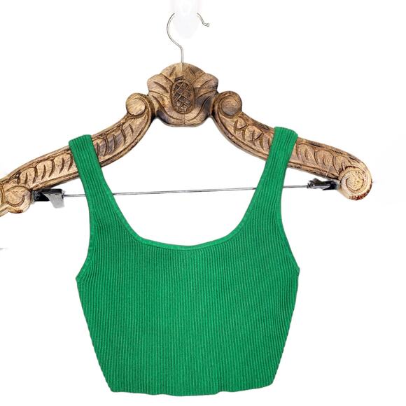 Babaton Green Ribbed Tank Top - Picture 1 of 6
